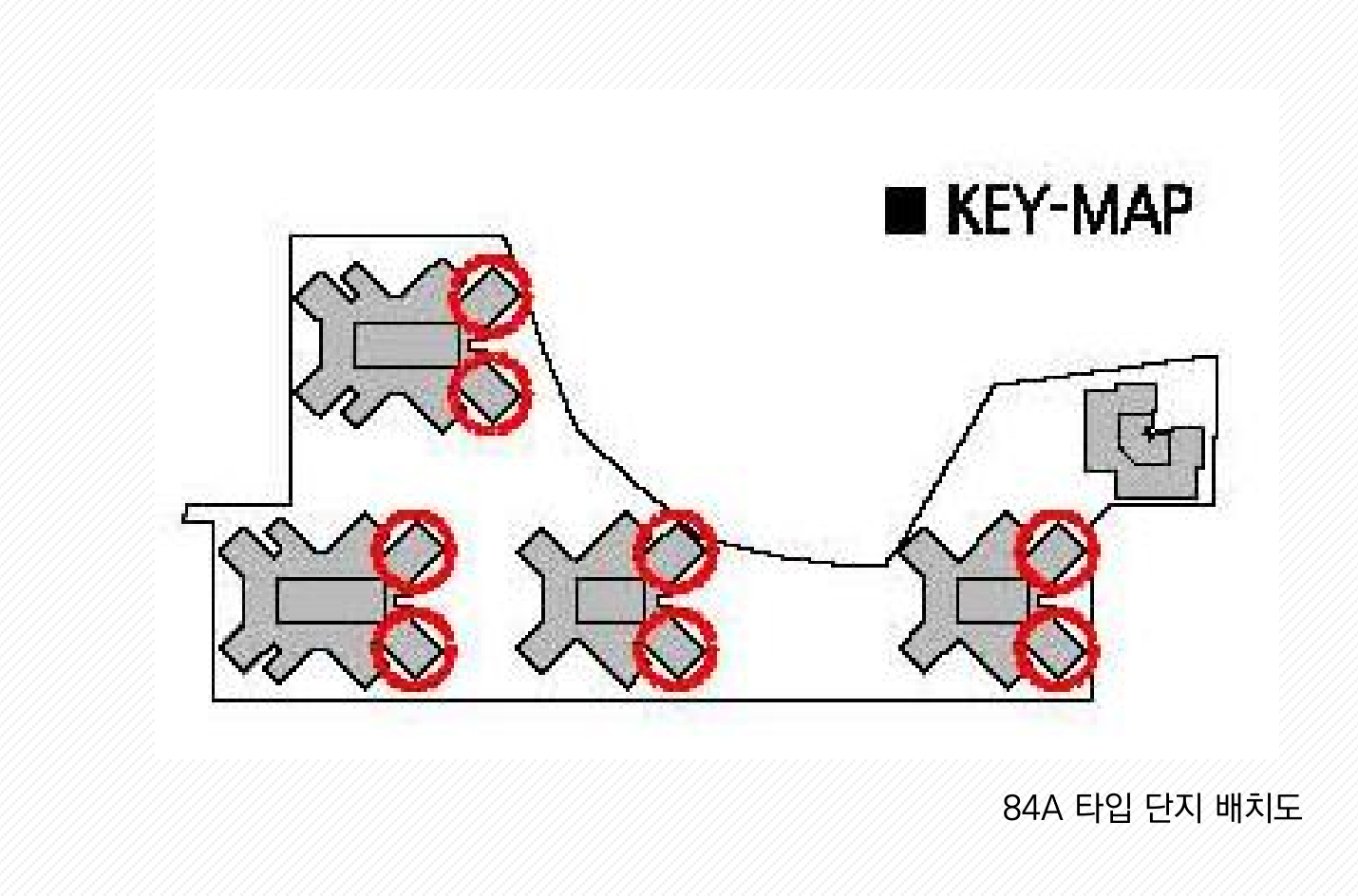 밀양 삼문 시그니처 웰가 84A 타입 단지배치도 (KEY-MAP)