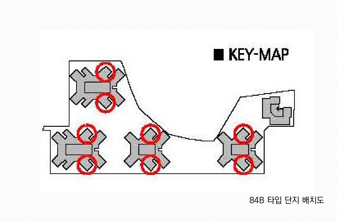 밀양 삼문 시그니처 웰가 84B 타입 단지배치도 (KEY-MAP)